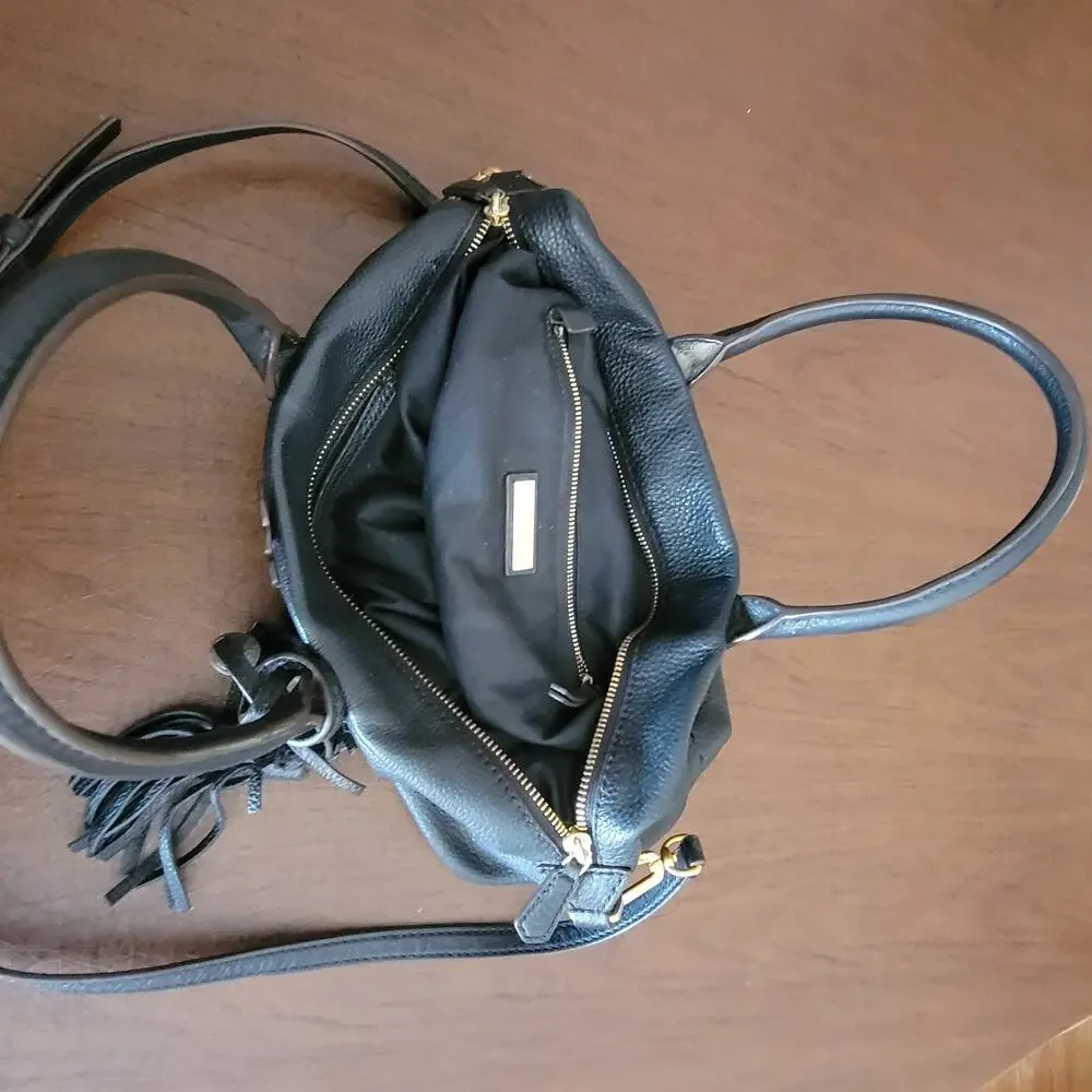 Tory Burch Mcgraw Pebbled Leather Shoulder Black Tote Bag